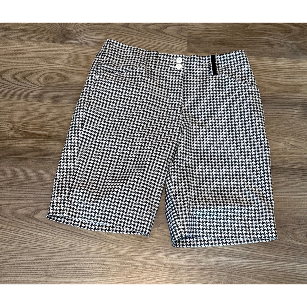 Nike Golf Dri-FIT Houndstooth Shorts Black White Women's Size 4 Petite Bermuda